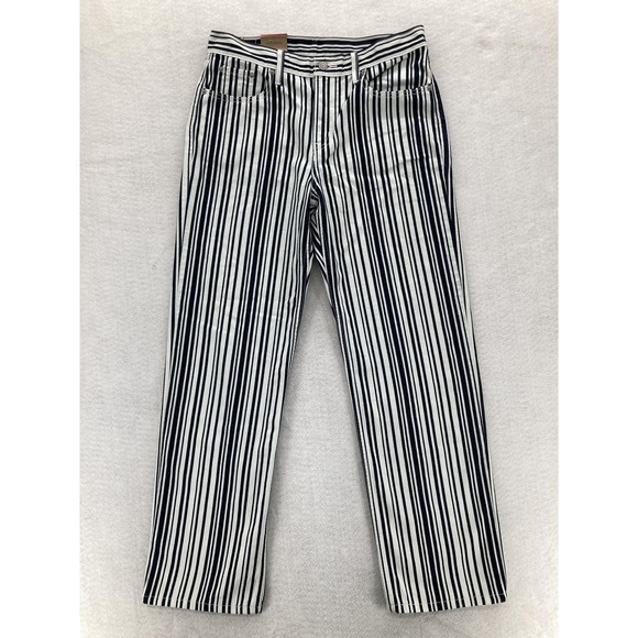 Levis Low Pro Jeans Womens 29x30 Straight Leg Striped Blue White Denim Pants - Picture 1 of 15